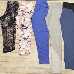 Lot of 5 Medium Champion Reebok Gottex Yoga Workout Leggings Pants Pockets